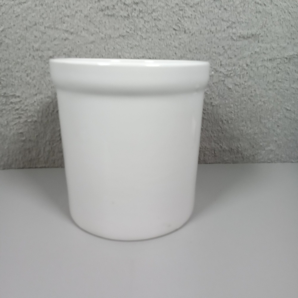 Invitations White Ceramic Crock Utensil Holder Wine Chiller 6.5 Inch Minimalist